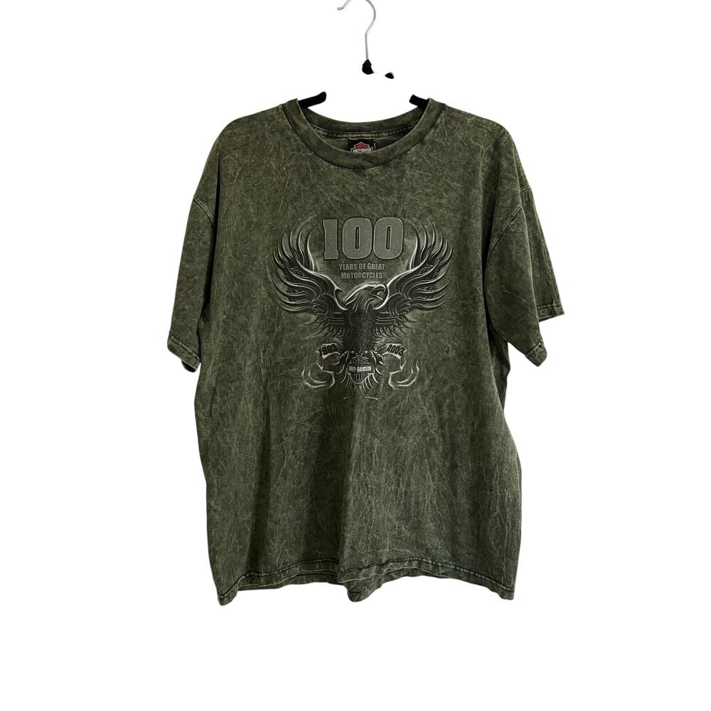 Vintage 2003 Harley Davidson 100th Anniversary Eagle Dealer T Shirt Holoubek Lg